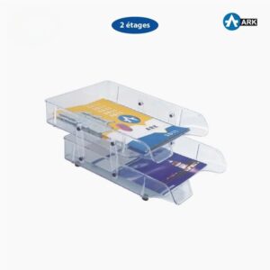 Corbeille à courrier 2 étages en plastique transparent ARK