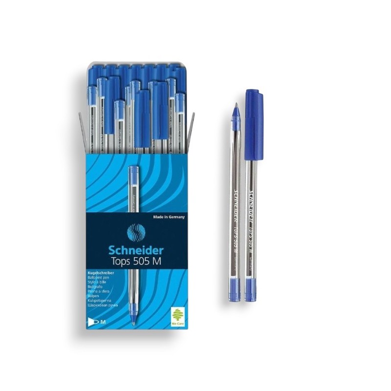 paquet-de-50-stylos-a-bille-tops-505m-schneider-bleu Stylo Bleu Schneider - Image 1