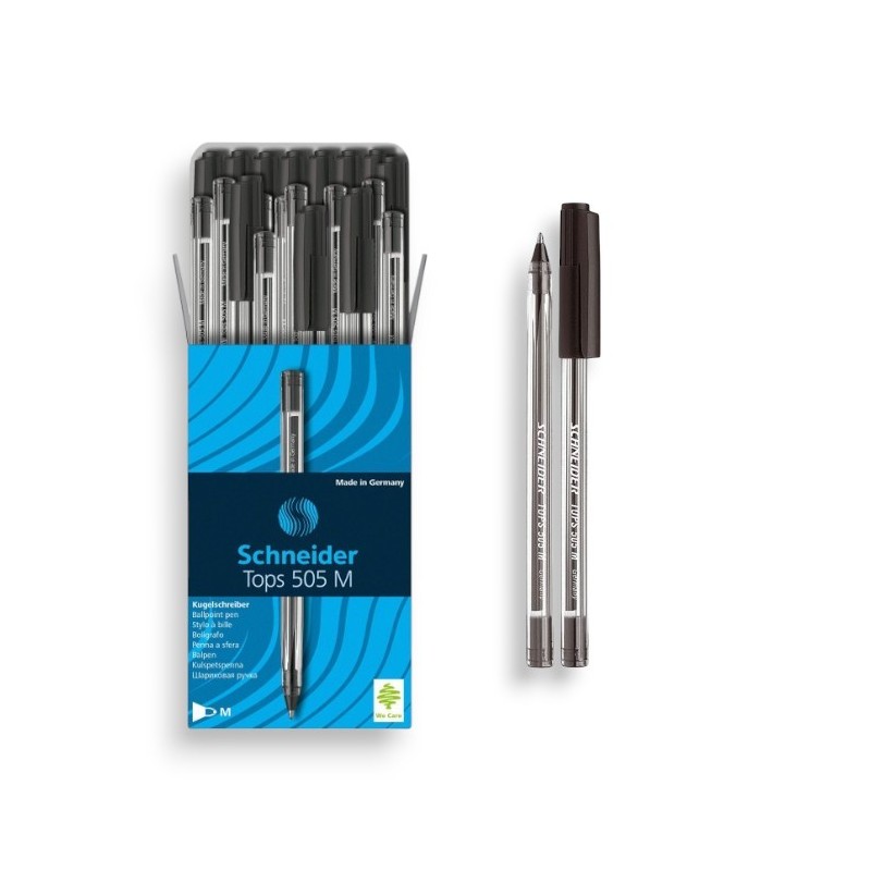 paquet-de-50-stylos-a-bille-tops-505m-schneider-noir Stylo Noir Schneider - Image 1