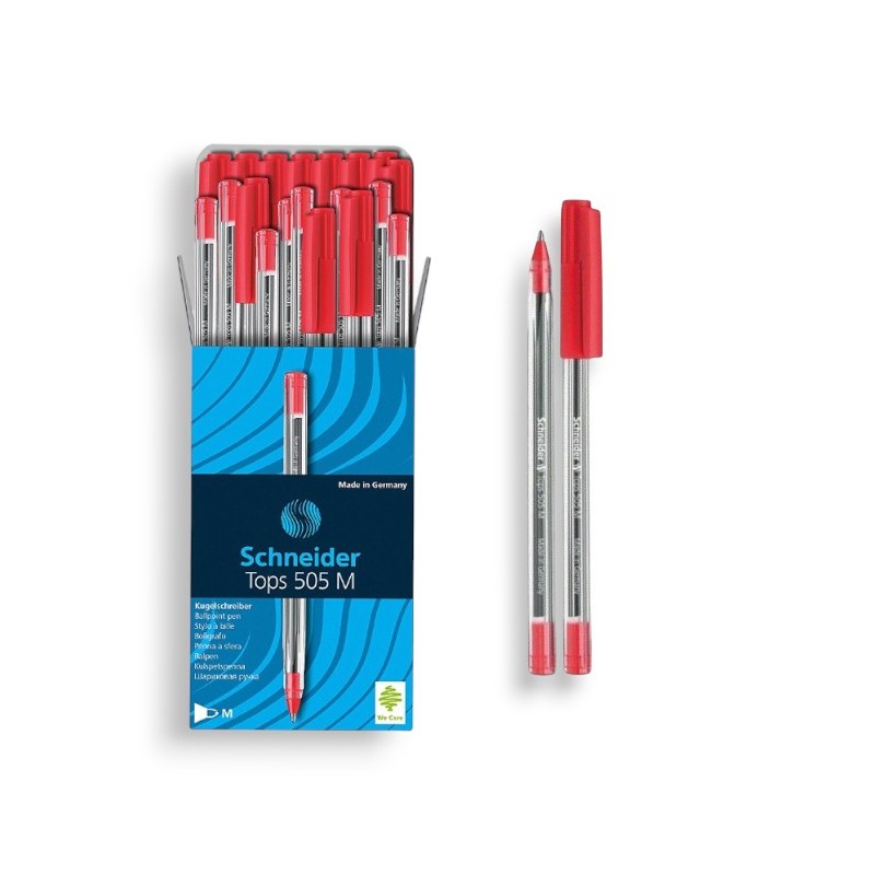 paquet-de-50-stylos-a-bille-tops-505m-schneider-rouge Stylo Rouge Schneider - Image 1