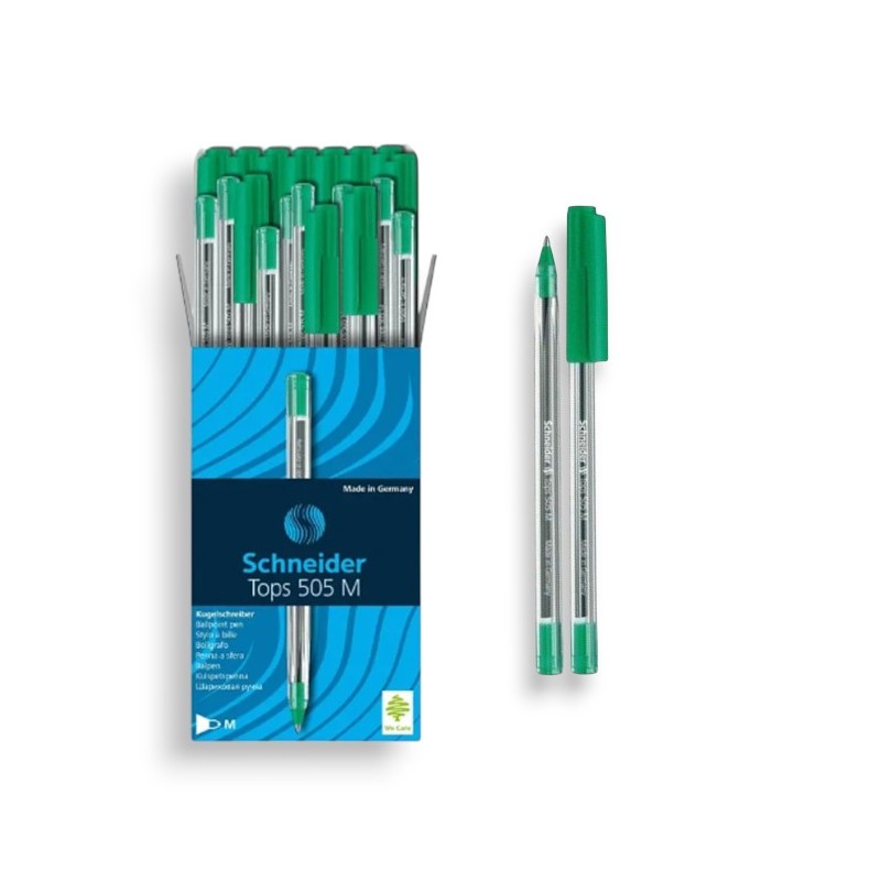 paquet-de-50-stylos-a-bille-tops-505m-schneider-vert Stylo Vert Schneider - Image 1