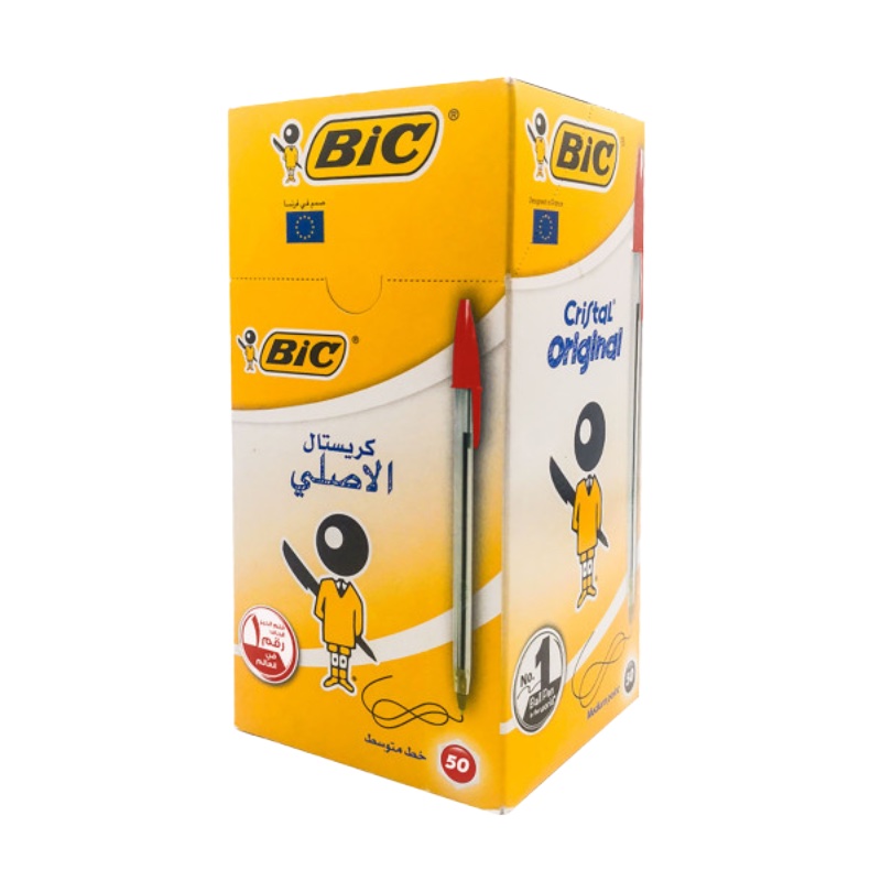 paquet-de-50-stylo-bic-cristal-original-couleur-rouge Stylo Bic Rouge - Image 1